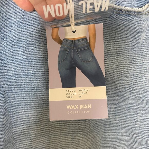 NWT Wax Mom Jeans Collection Womens 16 Light Blue High-Waisted Skinny Stretch - Picture 7 of 16